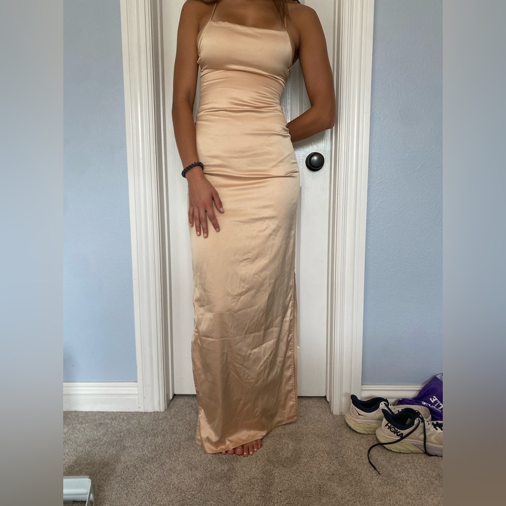 XS GOLD PROM DRESS OPEN BACK